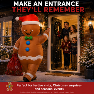 Adult Inflatable Gingerbread Costume - One Size 160–190cm – Perfect for Christmas Parties, Events & Fancy Dress