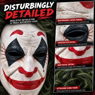 Adults Scary Joker Clown Latex Mask – Halloween Fancy Dress Costume