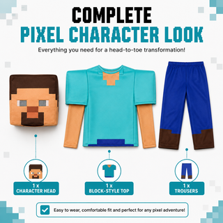 Kids Pixel Gamer Halloween Costume – Boys Gaming Fancy Dress – Sizes 5-6 to 9-10