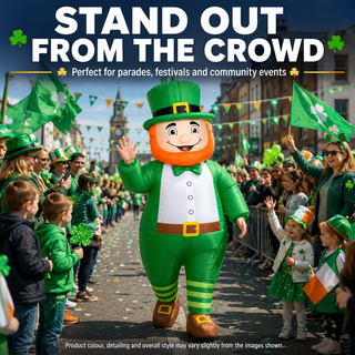 Adult Inflatable Leprechaun Costume - One Size 160–190cm – Perfect for St Patrick’s Day, Parties & Fancy Dress