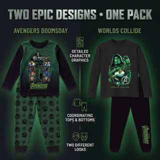 Marvel Avengers Doomsday Kids 2 Pack Long Pyjamas - 3-4 to 13-14 Years