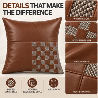K Collection Decorative Check Cushion 45cm – Mocha Brown