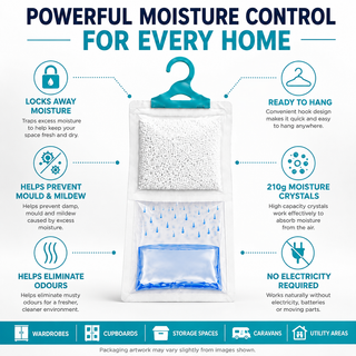 K Collection Hanging Wardrobe Dehumidifier Bags for Damp & Moisture