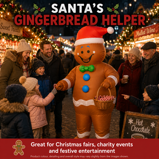 Adult Inflatable Gingerbread Costume - One Size 160–190cm – Perfect for Christmas Parties, Events & Fancy Dress