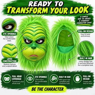 Grinch Latex Mask – Grumpy Christmas Fancy Dress Costume