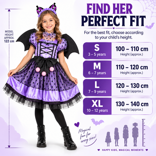 Girls Kuromi Costume with Wings - Sizes 3-5 to 7-9 - Halloween