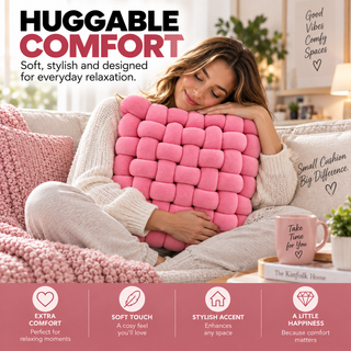 K Collection 4 Pack Knotted Cushions – 30 × 30cm Soft Woven Decorative Cushions