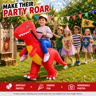 Kids Inflatable Red Dragon Ride-On Costume – One Size 120–150 cm – Perfect for Parties, School Events & Halloween