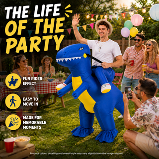 Adult Inflatable Blue Dragon Ride-On Costume - One Size 160-190cm – Perfect for Festivals, Parties & Halloween
