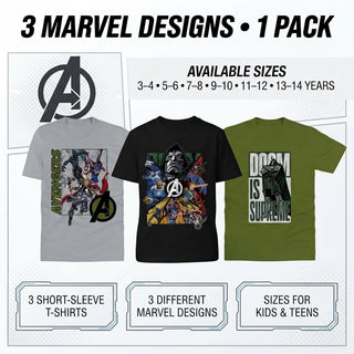 Marvel Avengers Doomsday Kids 3 Pack T-Shirts – Comic Clash – 3-14 Years