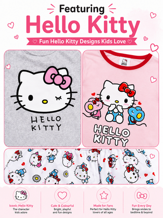 Hello Kitty Girls Long Pyjamas Set 2 Pack- Ages 18 Months–14 Years