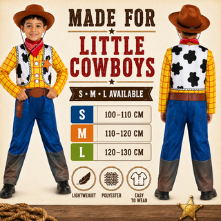 Kids Cowboy Costume –Sheriff Fancy Dress with Hat & Bandana – Sizes 3-4 to 7-8
