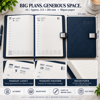 K Collection 2027 A4 Daily Planner - Page a Day - Hardcore Cover