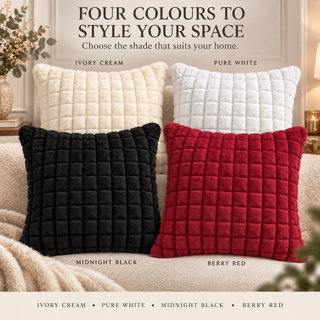 K Collection Plush Check Cushion 45cm – Cover Only, Pack of 1 or 4