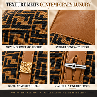 K Collection Monogram Faux Leather Cushion 45cm – Saddle Tan & Noir