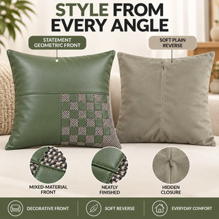 K Collection Decorative Check Cushion 45cm – Warm Almond