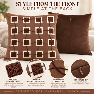 K Collection Decorative Geometric Cushion 45cm – Ivory Terracotta