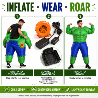 Adult Inflatable Green Muscular Costume 160-190cm  Superhero Fancy Dress