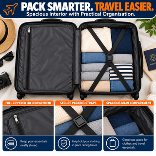 K Collection 3 Piece Luggage Set - Ryanair and EasyJet Travel Bags - Black