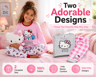 Hello Kitty Girls Long Pyjamas Set 2 Pack- Ages 18 Months–14 Years