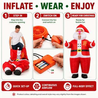 Adult Inflatable Jolly Santa Costume - One Size 160–190cm – Perfect for Christmas Parties, Events & Fancy Dress