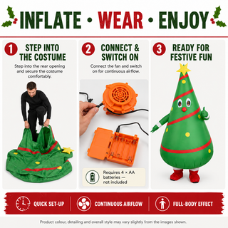 Adult Inflatable Christmas Tree Costume - One Size 160–190cm – Perfect for Christmas Parties, Events & Fancy Dress