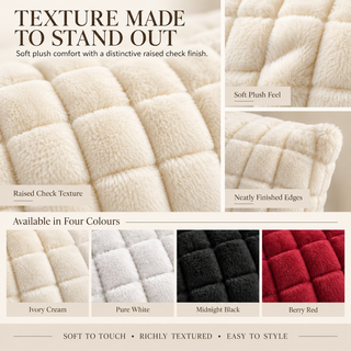 K Collection Plush Check Cushion 45cm – Filled, Pack of 1 or 4
