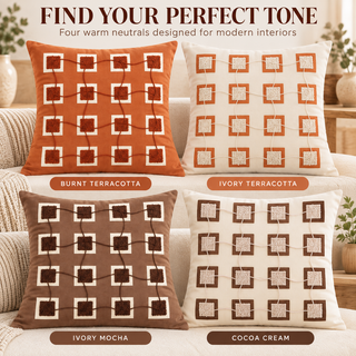 K Collection Decorative Geometric Cushion 45cm – Ivory Mocha
