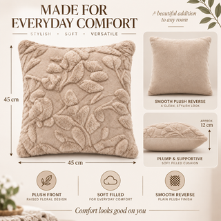 K Collection Raised Floral Cushions 45cm – Filled, Pack of 1 or 4