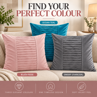 K Collection Pleated Velvet Cushion 45cm – Centre Detail – Cover Only