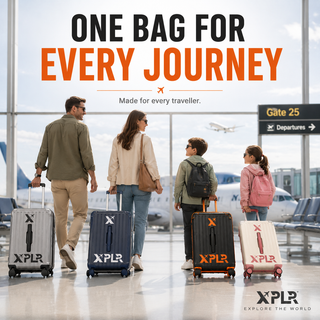 XPLR Cabin Suitcase 20 Inch (55x34x24cm) - Hard Shell Carry On Luggage with USB Charging Port, Cup Holder, TSA Lock, 360° Spinner Wheels, Lightweight 2.8kg Hand Luggage for Travel