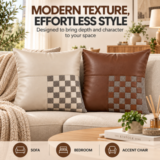 K Collection Decorative Check Cushion 45cm – Spiced Amber