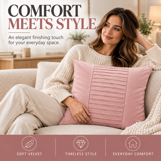 K Collection Pleated Velvet Cushion 45cm – Centre Detail – Cover Only