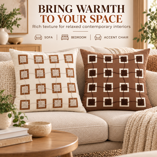 K Collection Decorative Geometric Cushion 45cm – Cocoa Cream