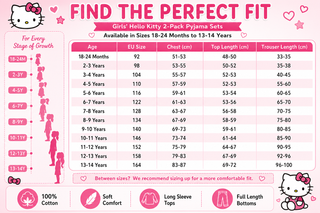 Hello Kitty Girls Long Pyjamas Set 2 Pack- Ages 18 Months–14 Years