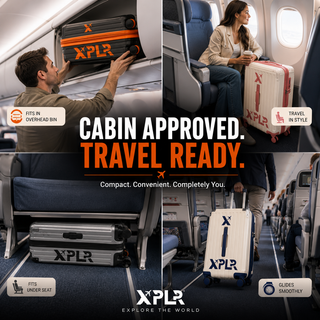 XPLR Cabin Suitcase 20 Inch (55x34x24cm) - Hard Shell Carry On Luggage with USB Charging Port, Cup Holder, TSA Lock, 360° Spinner Wheels, Lightweight 2.8kg Hand Luggage for Travel