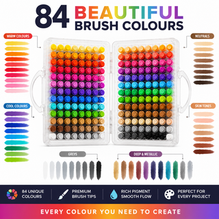 K Collection Acrylic Brush Markers Set - 72/84/120/204 Pack Options