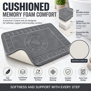 K Collection Greek Key 2-Piece Bath & Pedestal Mat Set