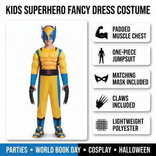 Kids Comic Claw Superhero Costume with Mask - Sizes 3-5 to 7-9