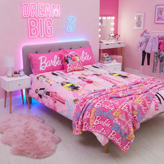 Barbie Unboxed Double Duvet Cover Set – Reversible Pink Bedding