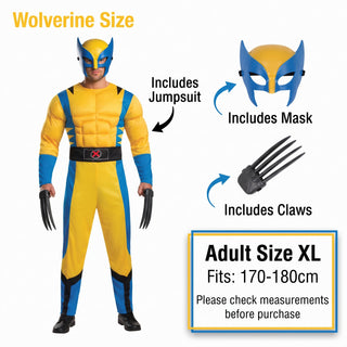 Adult Comic Claw Superhero Costume with Mask & Claws - Size XL