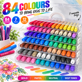 K Collection Acrylic Brush Markers Set - 72/84/120/204 Pack Options