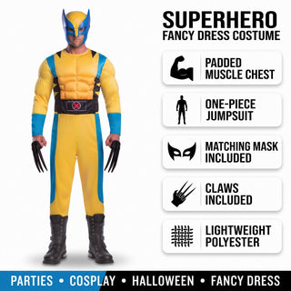 Adult Comic Claw Superhero Costume with Mask & Claws - Size XL