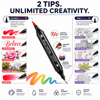 K Collection Acrylic Brush Markers Set - 72/84/120/204 Pack Options