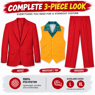 Mens Dancing Clown Costume 3 Piece Fancy Dress Outfit - Sizes L-XL
