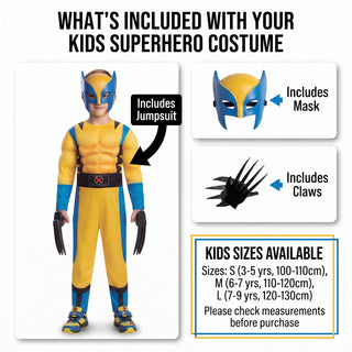 Kids Comic Claw Superhero Costume with Mask - Sizes 3-5 to 7-9