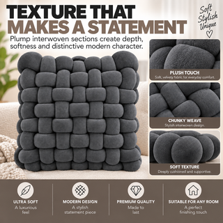 K Collection Knotted Cushion – 30 × 30cm Soft Woven Decorative Cushion