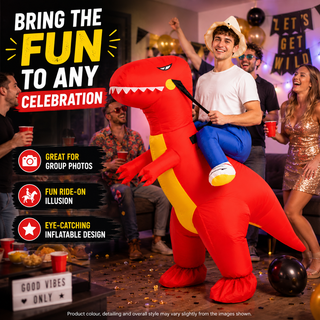 Adult Inflatable Red Dragon Ride-On Costume – One Size 160–190cm – Perfect for Festivals, Parties & Halloween