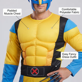Adult Comic Claw Superhero Costume with Mask & Claws - Size XL