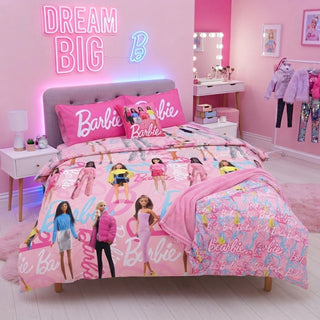 Barbie Unboxed Double Duvet Cover Set – Reversible Pink Bedding
